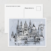 Budapest Ungarn Reise Kunst Vintage Retro-Souvenir Postkarte (Vorne/Hinten)