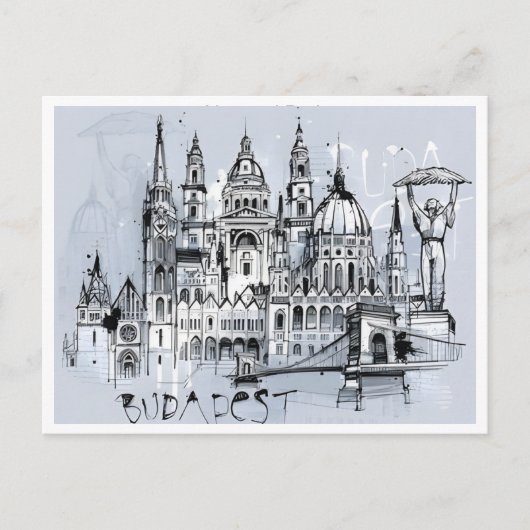 Budapest Ungarn Reise Kunst Vintage Retro-Souvenir Postkarte (Vorderseite)