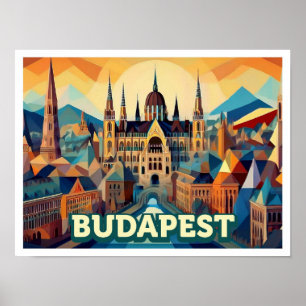 Budapest Ungarn Reise künstlerisch farbenfroh Poster