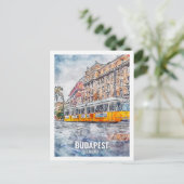 Budapest Ungarn Reisemarkt Wasserfarbe Postkarte (Stehend Vorderseite)