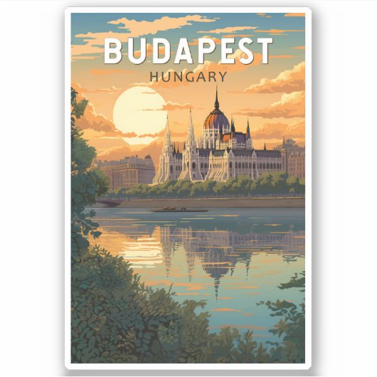 Budapest Ungarn Reisen Kunst Vintag Aufkleber (Vorderseite)
