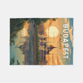 Budapest Ungarn Reisen Kunst Vintag Fleecedecke (Vorderseite (Horizontal))