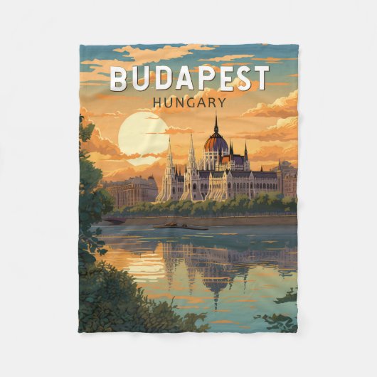 Budapest Ungarn Reisen Kunst Vintag Fleecedecke (Vorderseite)