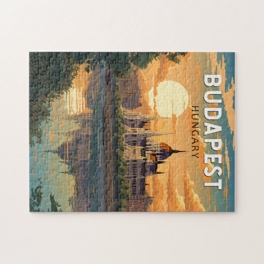 Budapest Ungarn Reisen Kunst Vintag Puzzle (Horizontal)