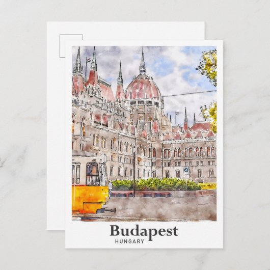 Budapest Ungarn Reisen Kunst Wasserfarben Sketch Postkarte (Vorne/Hinten)