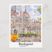 Budapest Ungarn Reisen Kunst Wasserfarben Sketch Postkarte (Vorderseite)