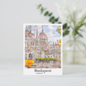 Budapest Ungarn Reisen Kunst Wasserfarben Sketch Postkarte (Stehend Vorderseite)