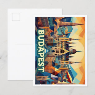 Budapest Ungarn Reisen künstlerisch farbenfroh Postkarte