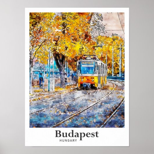 Budapest Ungarn Reisen Wasserfarben Hand zeichnen Poster (Vorne)