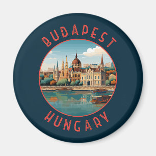 Budapest Ungarn Retro Distressed Circle Magnet