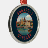 Budapest Ungarn Retro Distressed Circle Ornament Aus Metall (Rechts)