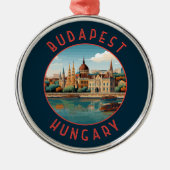 Budapest Ungarn Retro Distressed Circle Ornament Aus Metall (Vorne)