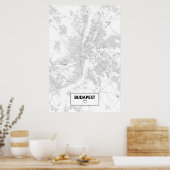 Budapest, Ungarn (schwarz auf weiß) Poster (Küche)