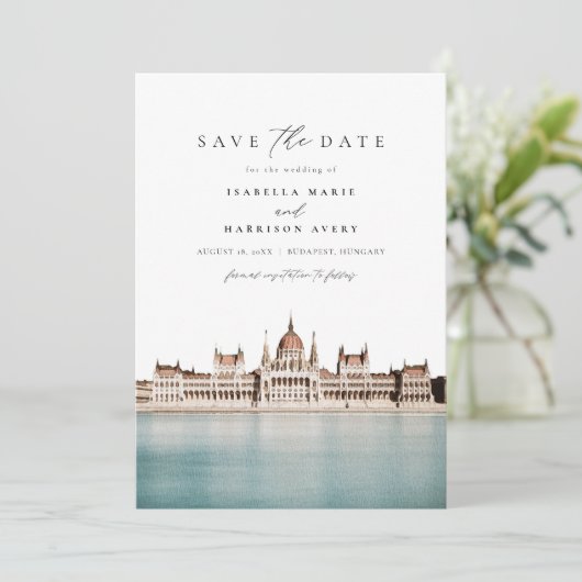 BUDAPEST, UNGARN Skyline Save the Date Einladung (Stehend Vorderseite)