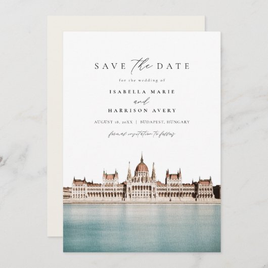 BUDAPEST, UNGARN Skyline Save the Date Einladung (Vorne/Hinten)