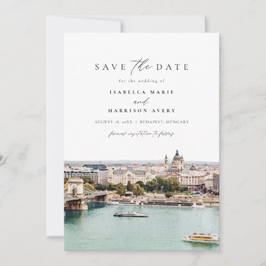 BUDAPEST, UNGARN Skyline Save the Date Einladung (Vorderseite)