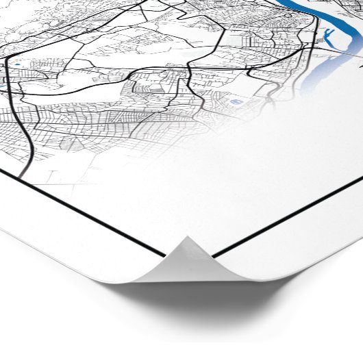 Budapest Ungarn Stadtkarte Einfache Unterkunft Poster (Ecke)