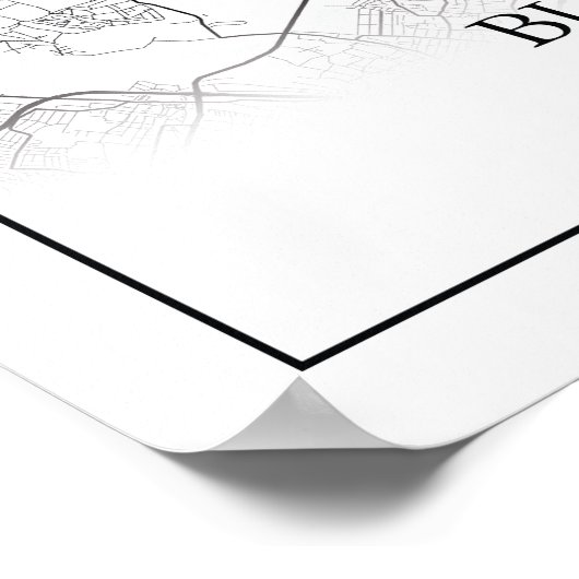 Budapest Ungarn Stadtkarte Einfache Unterkunft Poster (Ecke)