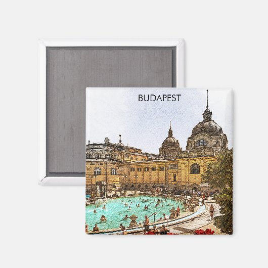 Budapest Ungarn Széchenyi Thermalbäder Magnet (Vorderseite/Rückseite)