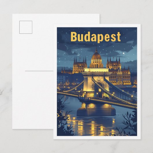Budapest Ungarn Vintage Kunstreise Postkarte (Vorne/Hinten)