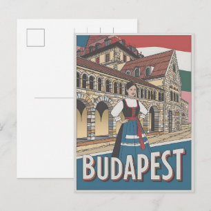 Budapest Ungarn Vintage lokale Frau Geschenke Postkarte
