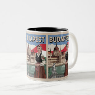 Budapest Ungarn Vintage lokale Frau Geschenke Zweifarbige Tasse