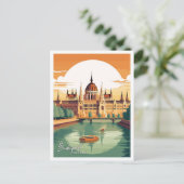 Budapest Ungarn Vintage Reise Illustration Postkarte (Stehend Vorderseite)