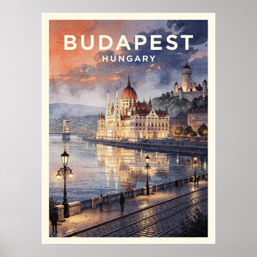 Budapest Ungarn Vintage Reise Poster (Vorne)