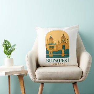 Budapest Ungarn Vintage-Reise-Wurfkissen  Kissen