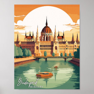 Budapest Ungarn Vintage-Reiseillustration Poster