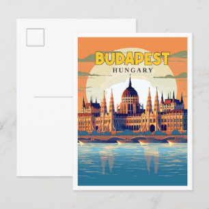 Budapest Ungarn Vintage-Reiseillustration Postkarte