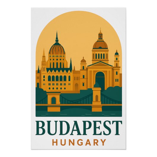 Budapest Ungarn Vintage-Reiseposter – Retro Poster (Vorderseite)