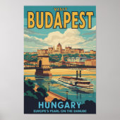 Budapest, Ungarn Vintage Travel Poster (Vorne)