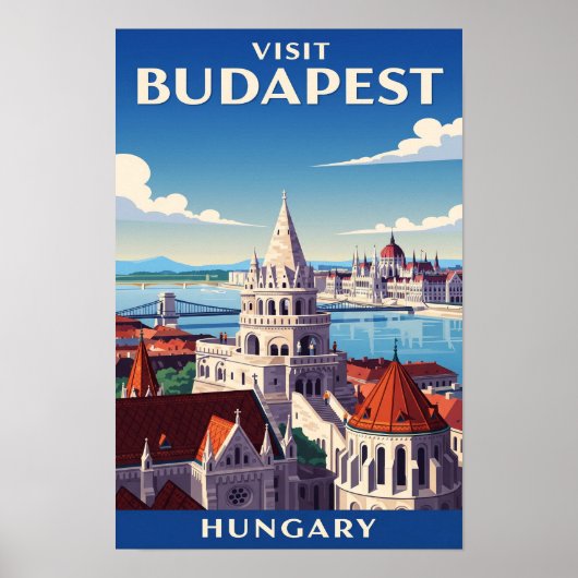 Budapest, Ungarn Vintage Travel Poster (Vorne)