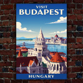 Budapest, Ungarn Vintage Travel Poster