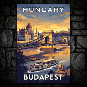 Budapest, Ungarn Vintage Travel Poster