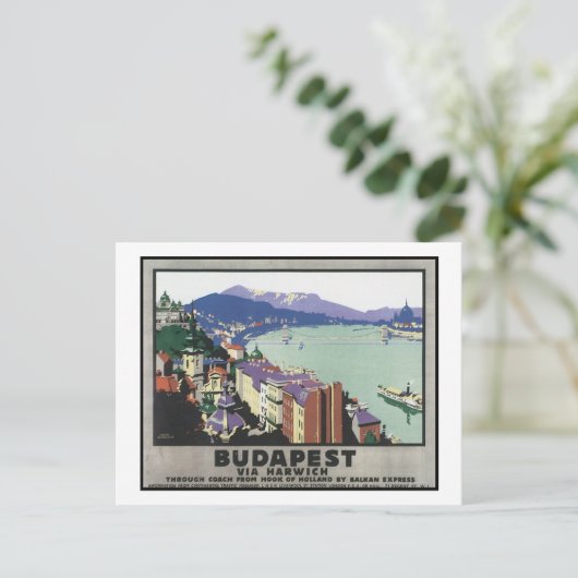 Budapest via Harwich Postkarte (Stehend Vorderseite)