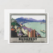 Budapest Via Harwich Vintage Reiseplakat Postkarte (Vorne/Hinten)