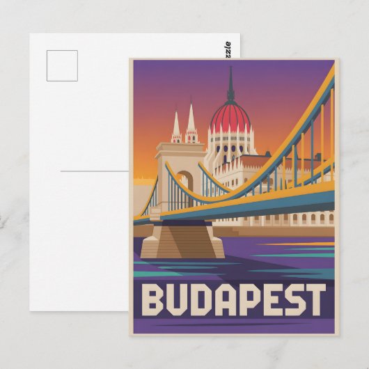 Budapest Vintag Postkarte (Vorne/Hinten)