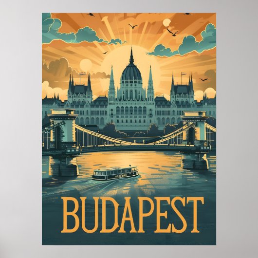 Budapest Vintage Kunst Poster (Vorne)