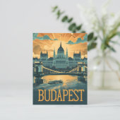 Budapest Vintage Kunst Postkarte (Stehend Vorderseite)