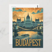 Budapest Vintage Kunst Postkarte (Vorne/Hinten)
