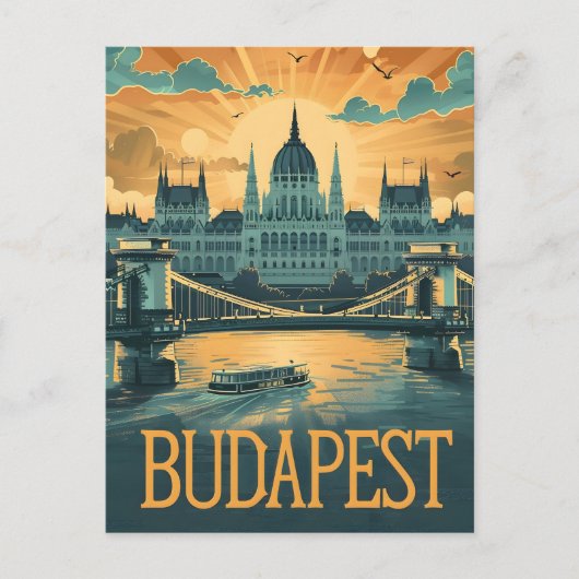 Budapest Vintage Kunst Postkarte (Vorderseite)