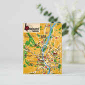 Budapest Vintage-Stadtplan Postkarte (Stehend Vorderseite)
