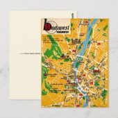 Budapest Vintage-Stadtplan Postkarte (Vorne/Hinten)