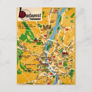 Budapest Vintage-Stadtplan Postkarte