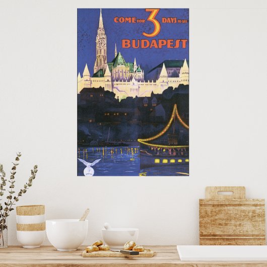 Budapest Vintage Travel Poster (Küche)