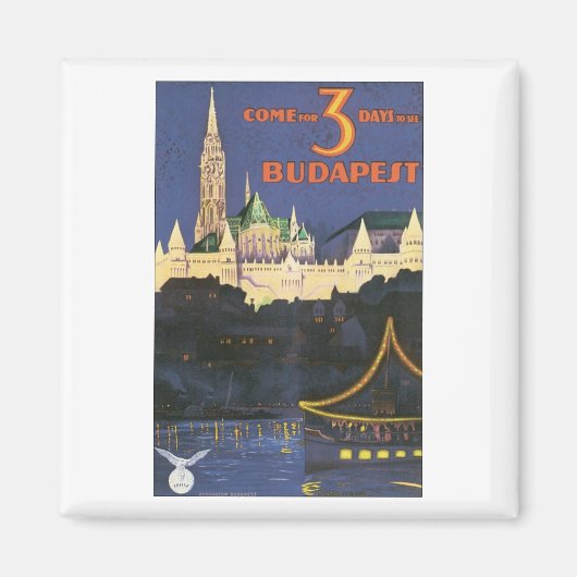 Budapest Vintage Travel Poster Magnet (Vorne)
