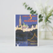 Budapest Vintage Travel Poster Postkarte (Stehend Vorderseite)