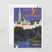 Budapest Vintage Travel Poster Postkarte (Vorne/Hinten)